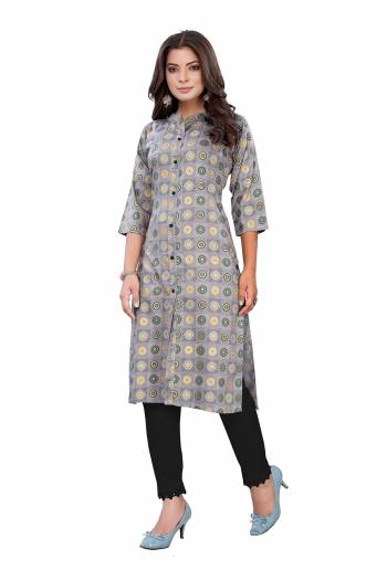 Look This Readymade Long Kurti In Fine Color Fabricated On Slub Cotton Beautified With Printed. It Is Light In Weight And Easy To Carry All Day Long. 