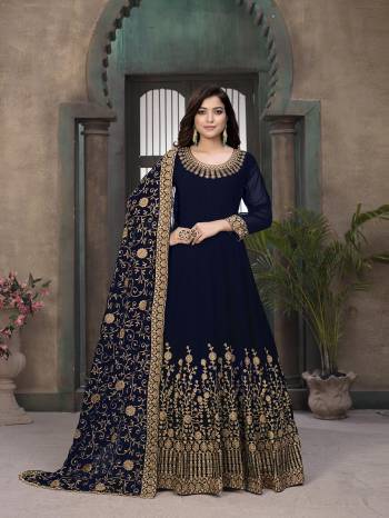 Get Ready For The Upcoming Festive And Wedding Season With This Designer Suit In Fine Color Paired With Dupatta. Its Heacy Jari Embroidery Work Top Is Fabricated On Faux Georgette Paired With Santoon Bottom And Faux Georgette Fabricated With Heavy Embroidery Dupatta. Buy this Suit Now.