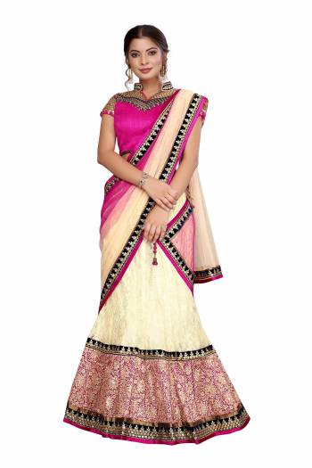 Garb This Designer Lehenga Choli In Fine Color. This Designer Embroidery And  Lehenga Choli Is Dupian Based Paired With Net Fabricated Dupatta, It Is Beautified With Lovely Attractive Look.