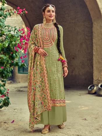 Look Pretty This Designer Long Length Suit In Lovely Fine Light Color.?Its Pretty Heavy Designer Thread Embroidred Work Top Is Faux Georgette Based Paired With Santoon Bottom And Faux Georgette Fabricated Work Dupatta Which Gives An Attractive To The Suit.