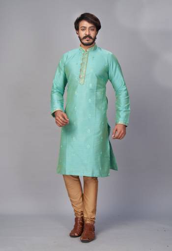 Looking Your Ethenic Style Kurta With Pajama Are Fine Color. This Kurta Are Silk Jacquard Fabric With Wevon Designer With Work And Pajama Are Cotton Fabric.