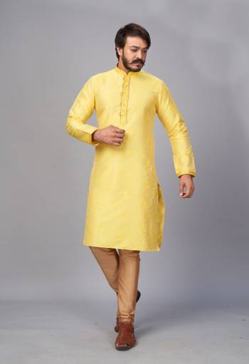 Looking Your Ethenic Style Kurta With Pajama Are Fine Color. This Kurta Are Silk Jacquard Fabric With Wevon Designer With Work And Pajama Are Cotton Fabric.