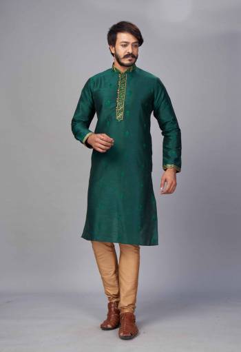 Looking Your Ethenic Style Kurta With Pajama Are Fine Color. This Kurta Are Silk Jacquard Fabric With Wevon Designer With Work And Pajama Are Cotton Fabric.