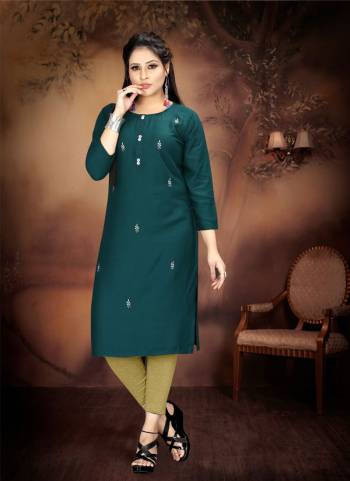 Grab This Designer Readymade Long Kurti In Color Fabricated On Rayon. It Is Beautified With Designer Hand Work And You Can Pair This Up For A Festive Look. Buy Now.