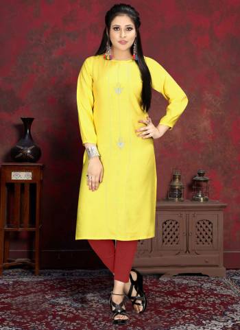 Grab This Designer Readymade Long Kurti In Color Fabricated On Rayon. It Is Beautified With Designer Hand Work And You Can Pair This Up For A Festive Look. Buy Now.