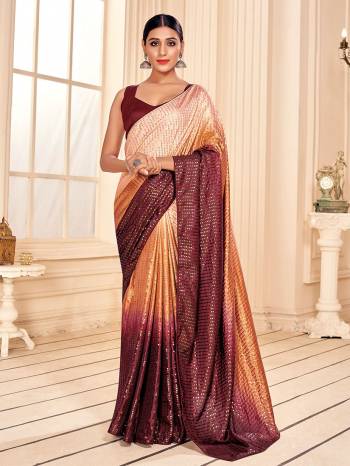 Garb This Party Wear Saree Are Fine Saree Paired With Matching Blouse.This Heavy Designer Sequance Embroidery Work Saree Is Art Silk Based And Blouse Are Art Silk Fabric. Which Gives A Rich Look To Your Personality. Buy This Pretty Saree Now.