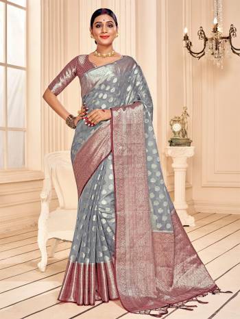 Look This Party Wear Saree Are Fine Saree Paired With Matching Blouse.This Heavy Designer Wevon Work Saree Is Banarasi Silk Based And Blouse Are Banarasi Silk Fabric. Which Gives A Rich Look To Your Personality. Buy This Pretty Saree Now.