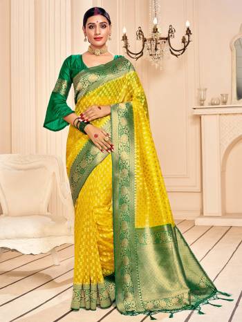 Look This Party Wear Saree Are Fine Saree Paired With Matching Blouse.This Heavy Designer Wevon Work Saree Is Banarasi Silk Based And Blouse Are Banarasi Silk Fabric. Which Gives A Rich Look To Your Personality. Buy This Pretty Saree Now.