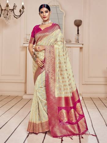 Look This Party Wear Saree Are Fine Saree Paired With Matching Blouse.This Heavy Designer Wevon Work Saree Is Banarasi Silk Based And Blouse Are Banarasi Silk Fabric. Which Gives A Rich Look To Your Personality. Buy This Pretty Saree Now.