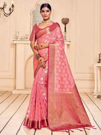 Look This Party Wear Saree Are Fine Saree Paired With Matching Blouse.This Heavy Designer Wevon Work Saree Is Banarasi Silk Based And Blouse Are Banarasi Silk Fabric. Which Gives A Rich Look To Your Personality. Buy This Pretty Saree Now.