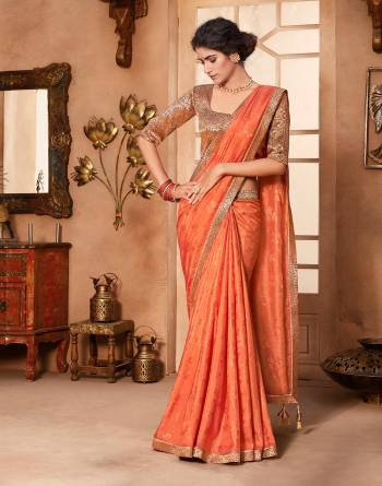 Adorn The Pretty Angelic Look Wearing This Heavy Designer Saree In Fine Color Paired With Blouse. This Saree Is Fabricated On Jacquard Silk Paired With Broket Silk Fabricated Jacquard Blouse. Its Pretty Color Pallete Will Give An Attractive Look To Your Personality. 