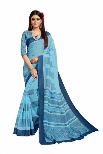 Celebrate And Festive Season In This Very Pretty Designer Printed Are Group Coman Saree Paired With Blouse. This Saree and Blouse Are Linen Based Beautified With Detailed Printed. 