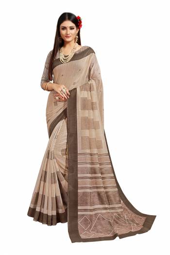 Celebrate And Festive Season In This Very Pretty Designer Printed Are Group Coman Saree Paired With Blouse. This Saree and Blouse Are Linen Based Beautified With Detailed Printed. 