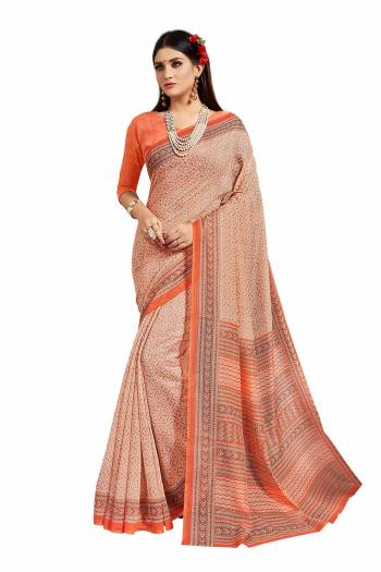 Celebrate And Festive Season In This Very Pretty Designer Printed Are Group Coman Saree Paired With Blouse. This Saree and Blouse Are Linen Based Beautified With Detailed Printed. 