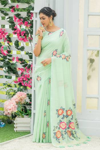 Rich Look This Partywear Saree Are Fine Saree Paired With Blouse.  This Designer Wevon Jacquard Saree And Blouse Are Linen Cotton Fabric. Which Gives A Rich Look To Your Personality. Buy This Pretty Saree Now.