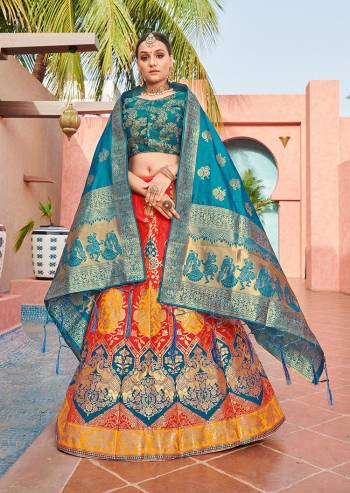 Attrective Look This Heavy Designer Lehenga Choli In Fine Color. This Stylist Designer Wevon Work Lehenga Choli And Dupatta Is Banarasi Silk Based Fabric. It Is Beautified With Lovely Attractive Look.