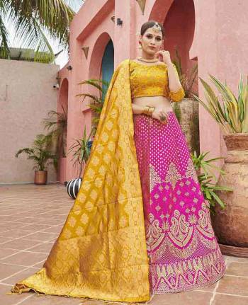 Attrective Look This Heavy Designer Lehenga Choli In Fine Color. This Stylist Designer Wevon Work Lehenga Choli And Dupatta Is Banarasi Silk Based Fabric. It Is Beautified With Lovely Attractive Look.