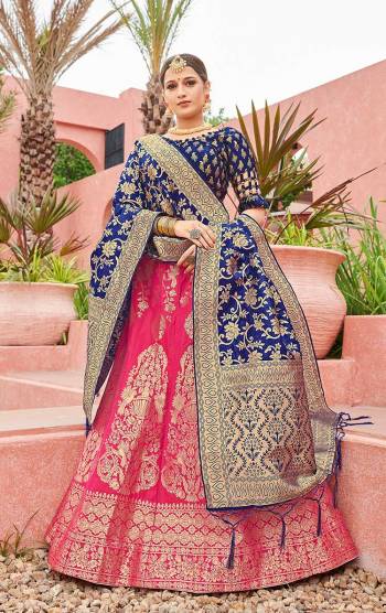 Attrective Look This Heavy Designer Lehenga Choli In Fine Color. This Stylist Designer Wevon Work Lehenga Choli And Dupatta Is Banarasi Silk Based Fabric. It Is Beautified With Lovely Attractive Look.