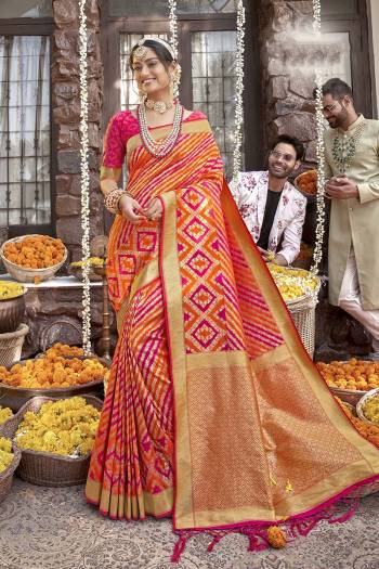 Garb This Traditional Partywear Saree Are Fine Saree Paired With Blouse.  This Designer Wevon Designer Saree And Blouse Is Banarasi Silk Based Fabric. Which Gives A Rich Look To Your Personality. Buy This Pretty Saree Now.