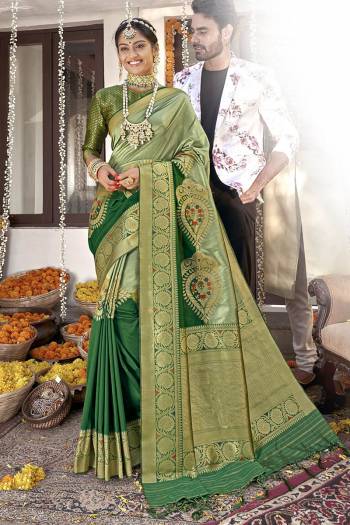 Garb This Traditional Partywear Saree Are Fine Saree Paired With Blouse.  This Designer Wevon Designer Saree And Blouse Is Banarasi Silk Based Fabric. Which Gives A Rich Look To Your Personality. Buy This Pretty Saree Now.