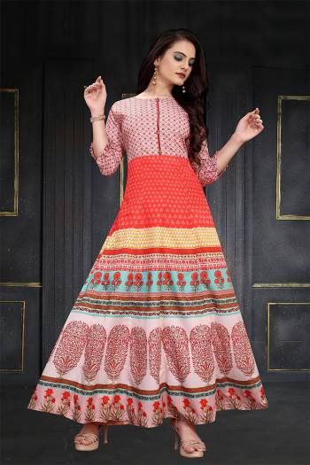 This Designer Readymade Long Gown In Fine Color. This  Pretty Gown Is Fabricated On Maslin Beautified With Designer Printed. Its Fabric Is Soft Towards Skin And Easy To Carry All Day Long. 