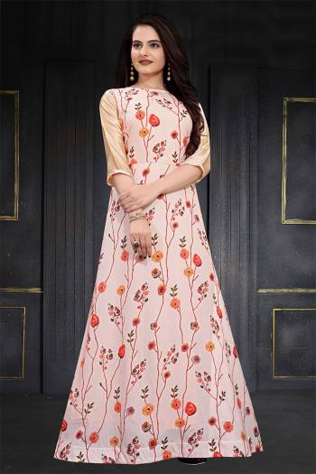 This Designer Readymade Long Gown In Fine Color. This  Pretty Gown Is Fabricated On Maslin Beautified With Designer Printed. Its Fabric Is Soft Towards Skin And Easy To Carry All Day Long. 