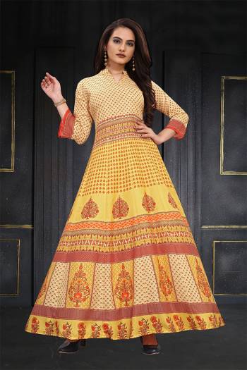 This Designer Readymade Long Gown In Fine Color. This  Pretty Gown Is Fabricated On Maslin Beautified With Designer Printed. Its Fabric Is Soft Towards Skin And Easy To Carry All Day Long. 
