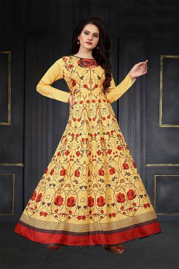 This Designer Readymade Long Gown In Fine Color. This  Pretty Gown Is Fabricated On Maslin Beautified With Designer Printed. Its Fabric Is Soft Towards Skin And Easy To Carry All Day Long. 