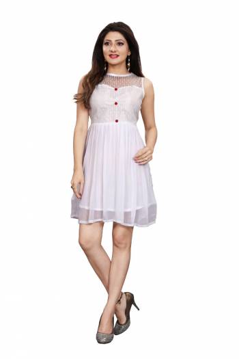 Grab This Designer Readymade Short Kurti In Color Fabricated On Georgette & Net With Inner. It Is Beautified With Designer And You Can Pair This Up For A Festive Look. Buy Now.