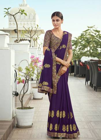 Grab This Pretty Elegant Looking Designer Saree In Fine Color Paired With Blouse. This Saree Are Vichitra Silk And Blouse Are Broket Based Beautified With Embroidery. Buy Now.