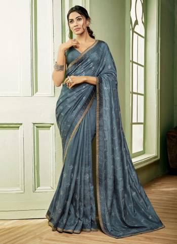 Attrective This Party Wear Saree Are Fine Saree Paired With Matching Blouse.This Heavy Designer Embroidry Saree Is Dola Silk And Blouse Fabric. Which Gives A Rich Look To Your Personality. Buy This Pretty Saree Now.