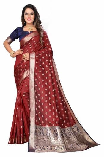 Adorn The Pretty Angelic Look Wearing This Wevon Designer Saree In Fine Color Paired With Blouse. This Saree Is Fabricated On Lichi Silk Paired With Blouse. Its Pretty Color Pallete Will Give An Attractive Look To Your Personality. 