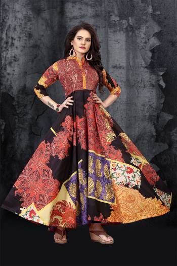 This Designer Readymade Long Gown In Fine Color. This  Pretty Gown Is Fabricated On Maslin Beautified With Designer Printed. Its Fabric Is Soft Towards Skin And Easy To Carry All Day Long. 