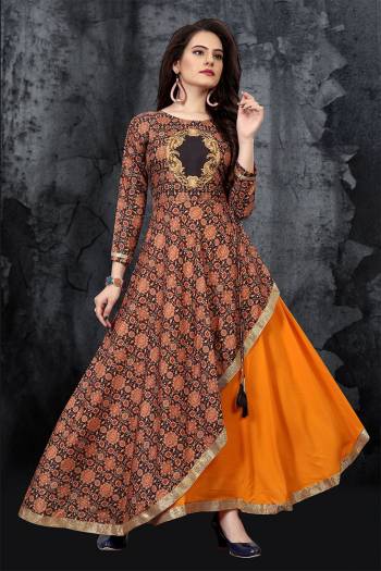 This Designer Readymade Long Gown In Fine Color. This  Pretty Gown Is Fabricated On Maslin Beautified With Designer Printed. Its Fabric Is Soft Towards Skin And Easy To Carry All Day Long. 