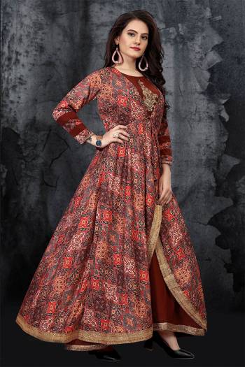 This Designer Readymade Long Gown In Fine Color. This  Pretty Gown Is Fabricated On Maslin Beautified With Designer Printed. Its Fabric Is Soft Towards Skin And Easy To Carry All Day Long. 