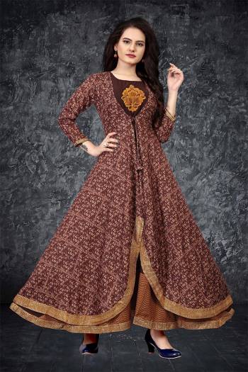 This Designer Readymade Long Gown In Fine Color. This  Pretty Gown Is Fabricated On Maslin Beautified With Designer Printed. Its Fabric Is Soft Towards Skin And Easy To Carry All Day Long. 