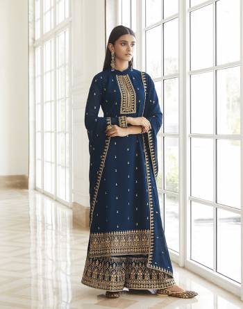 Attrective This Designer Long Length Suit In Lovely Fine Color.?Its Pretty Heavy Designer Embroidred Work Top Is Georgette Based Paired With Georgette Bottom And Georgette Fabricated Printed Dupatta Which Gives An Attractive To The Suit.