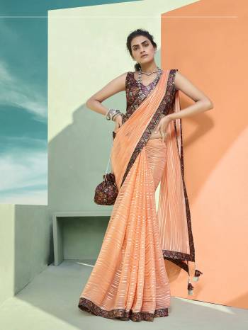 Grab This Pretty Elegant Looking Designer Saree In Fine Light Color Paired With Multy Color Blouse. This Saree Are Chiffon And Blouse Are Art Silk Based Beautified With Printed Blouse And Borer And Parsh. Buy Now.