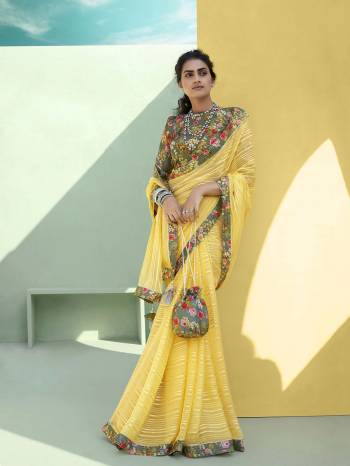 Grab This Pretty Elegant Looking Designer Saree In Fine Light Color Paired With Multy Color Blouse. This Saree Are Chiffon And Blouse Are Art Silk Based Beautified With Printed Blouse And Borer And Parsh. Buy Now.