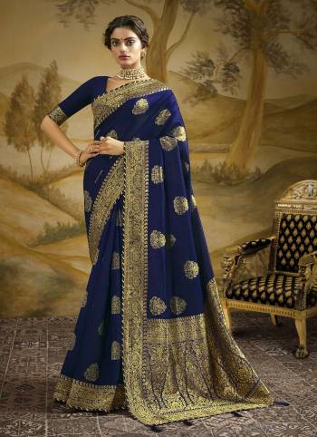 Adorn The Pretty Look Wearing This Heavy Designer Weaving Jacquard And Diamond Work Saree In Fine Color Paired With Blouse. This Saree Is Fabricated On Art Silk With  Blouse. Its Pretty Color Pallete Will Give An Attractive Look To Your Personality. 