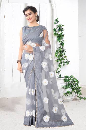 Celebrate This Festive Season In This Very Pretty Designer Saree Paired With Blouse. This Saree Are Mono Net and Blouse Are Banglori Silk Based Beautified With Detailed Embroidery. 