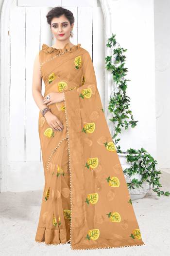 Celebrate This Festive Season In This Very Pretty Designer Saree Paired With Blouse. This Saree Are Mono Net and Blouse Are Banglori Silk Based Beautified With Detailed Embroidery. 