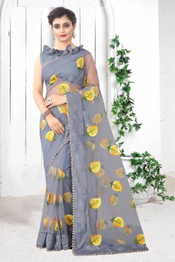 Celebrate This Festive Season In This Very Pretty Designer Saree Paired With Blouse. This Saree Are Mono Net and Blouse Are Banglori Silk Based Beautified With Detailed Embroidery. 