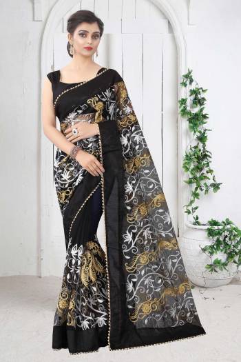 Look Attractive Wearing This Fine Colored Saree Paired With Blouse.  This Heavy Designer Work Saree Is Mono Net Based And Blouse Are Banglori Silk.Which Gives A Rich Look To Your Personality. Buy This Pretty Saree Now.