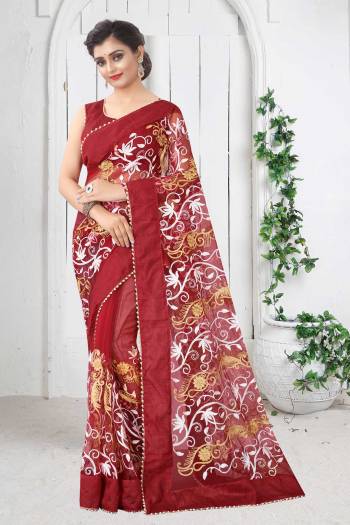 Look Attractive Wearing This Fine Colored Saree Paired With Blouse.  This Heavy Designer Work Saree Is Mono Net Based And Blouse Are Banglori Silk.Which Gives A Rich Look To Your Personality. Buy This Pretty Saree Now.