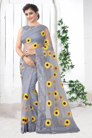 Look Attractive Wearing This Fine Colored Saree Paired With Blouse.  This Heavy Designer Work Saree Is Mono Net Based And Blouse Are Banglori Silk.Which Gives A Rich Look To Your Personality. Buy This Pretty Saree Now.