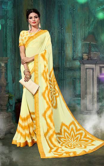 Garb This Designer Saree Are Fine Saree Paired With Blouse.  This Designer Printed Saree Is Georgette Based And Blouse Are Georgette Fabric. Which Gives A Rich Look To Your Personality. Buy This Pretty Saree Now.