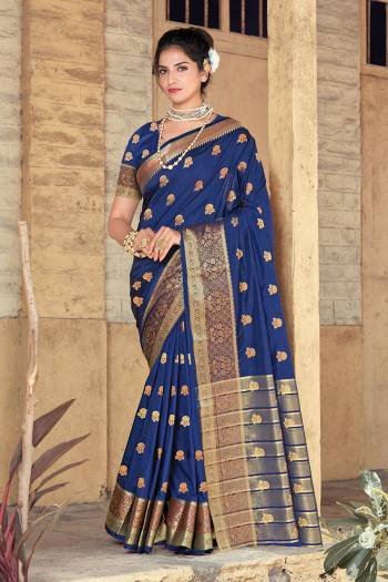 Attrective This Partywear Saree Are Fine Saree Paired With Blouse.  This Designer Wevon Jari Work Saree And Blouse Are Silk Based Fabric. Which Gives A Rich Look To Your Personality. Buy This Pretty Saree Now.