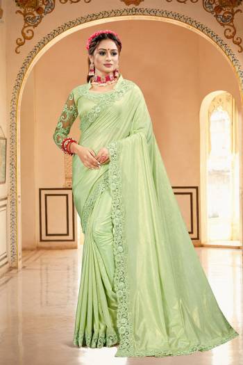 Celebrate And Festive Season And Partywear In This Very Pretty Designer Saree Paired With Blouse. This Saree Are Crepe Silk and Blouse Are Banglori Silk Based Beautified With Detailed Embroidery. 