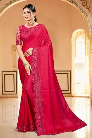 Celebrate And Festive Season And Partywear In This Very Pretty Designer Saree Paired With Blouse. This Saree Are Satin Silk and Blouse Are Banglori Silk Based Beautified With Detailed Embroidery. 